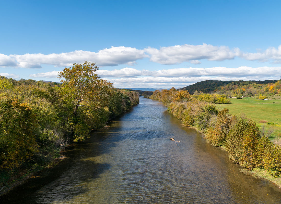 Front Royal, VA - Elevated View of the the Shenandoah River in Fall